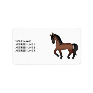 Etiqueta Caballo De Trota De Dibujos Animados Marrón Claro