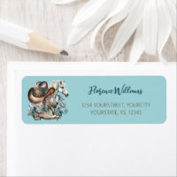 Caballo de vaca botas de vaquero gorra floral occi