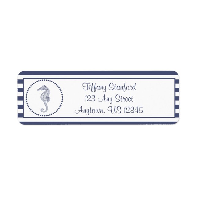 Etiqueta Caballo marino nautico | Personalizado (Frente)