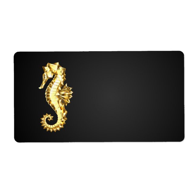 Etiqueta Caballo marino polígono de oro (Frente)