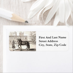 Etiqueta Caballo PRE andaluz - Grabado español vintage