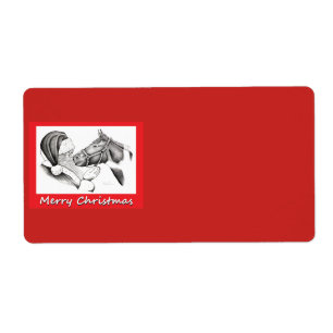 Etiqueta Caballo y Santa Claus para Navidades