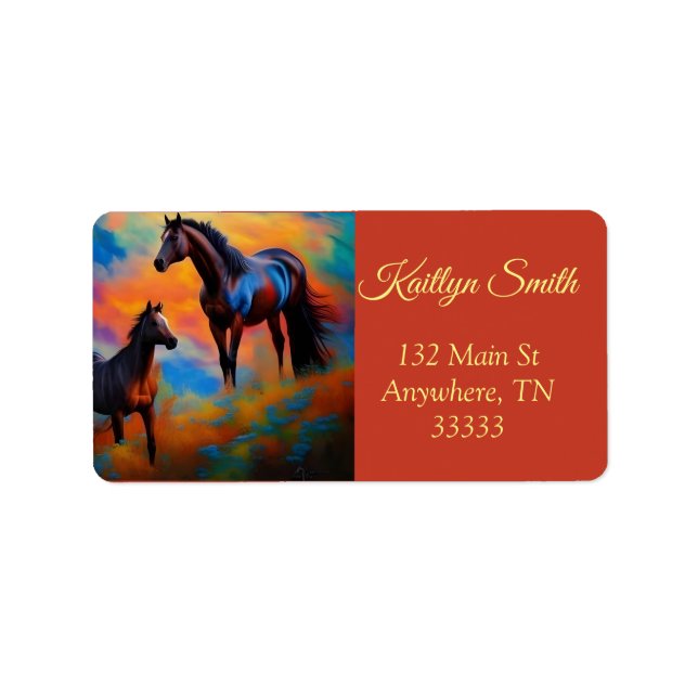 Etiqueta Caballos salvajes *personalizar* (Frente)