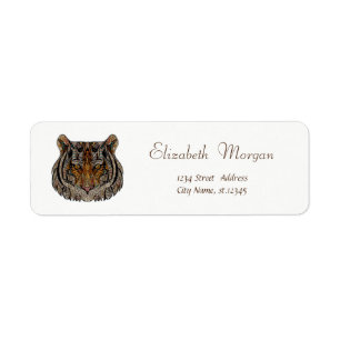 Etiqueta Cabeza de tigre simple, blanco