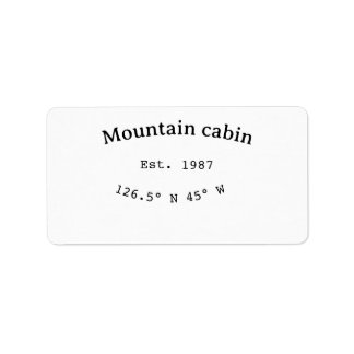 Etiqueta Cabin de montaña añada fecha año coordenadas perso