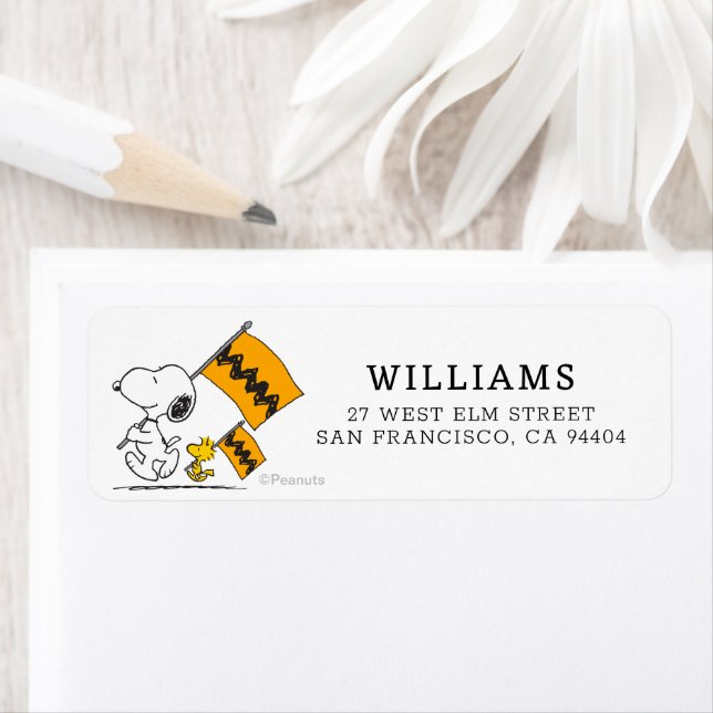 Etiqueta Cacahuetes | Banderas Snoopy & Woodstock (In situ)