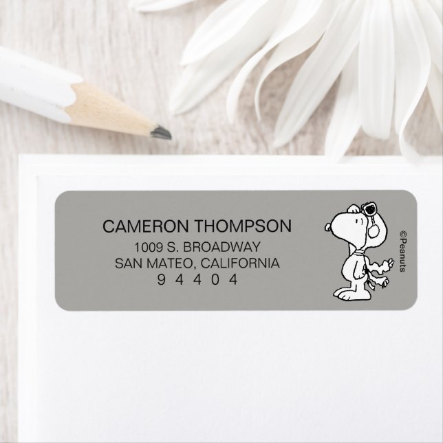 Etiqueta Cacahuetes | Snoopy Ace Volador BW (In situ)