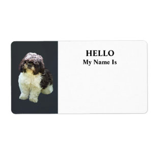 Etiqueta Cachorro adorable de la raza Shih Tzu