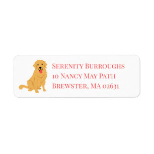Etiqueta Cachorro Lindo Perro Cartoon Mamá Retriever Dorado