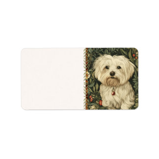 Etiqueta Cachorro maltés vintage o perro Bichon