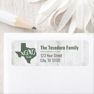 Etiqueta Cactus Green XOXO, Y'all - Forma de estado de Texa