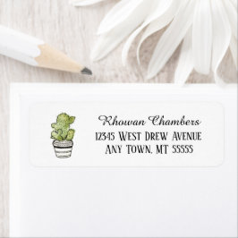 Etiqueta Cactus In A Pot Return Address Label