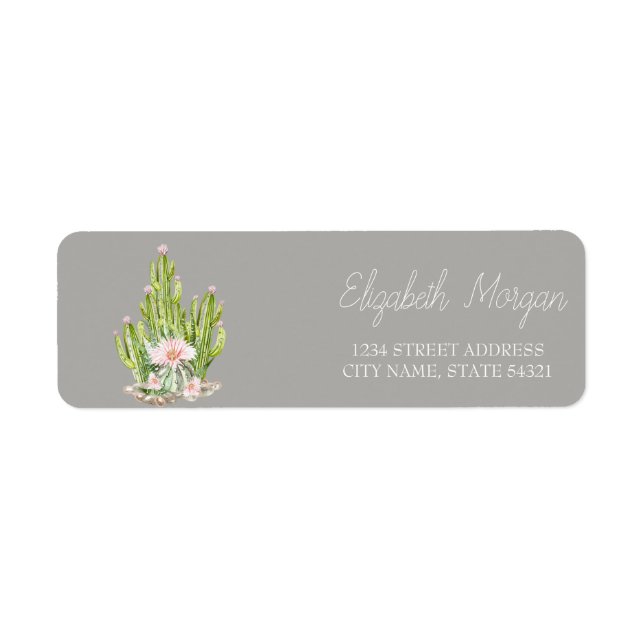 Etiqueta Cactus Romántico Chic  Flores Suculentas (Frente)