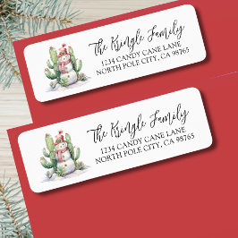 Etiqueta Cactus Snowman Navidades Dirección de Retorno