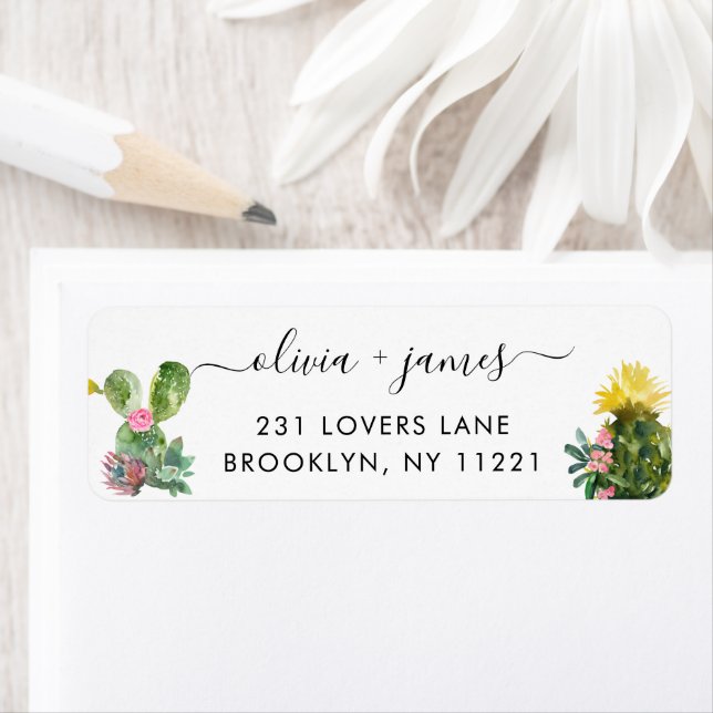 Etiqueta Cactus Succulum Cacti Desert Floral acuarela (In situ)