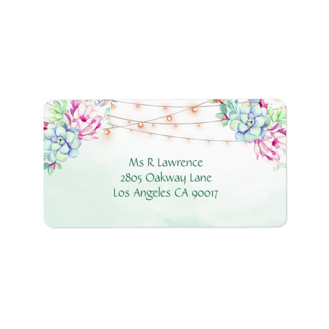 Etiqueta Cactus Suculens String Lights Floral (Frente)