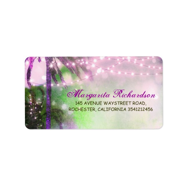 Etiqueta Cadena de acuarela enciende Palms Beach Wedding (Frente)