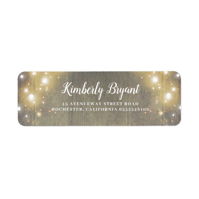 Etiqueta Cadena de luces País de textura de madera rústica (Frente)