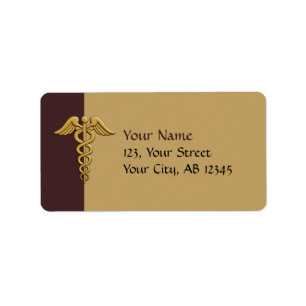 Etiqueta Caduceus dorado