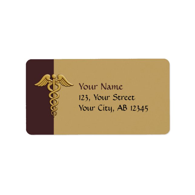 Etiqueta Caduceus dorado (Frente)