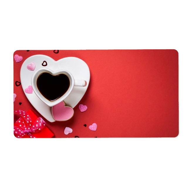 Etiqueta Café Con Caja De Regalo Rojo Y Galleta (Frente)