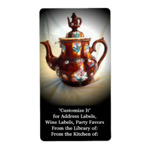 Etiqueta Cafetería de tetera inglesa antigua ornata
