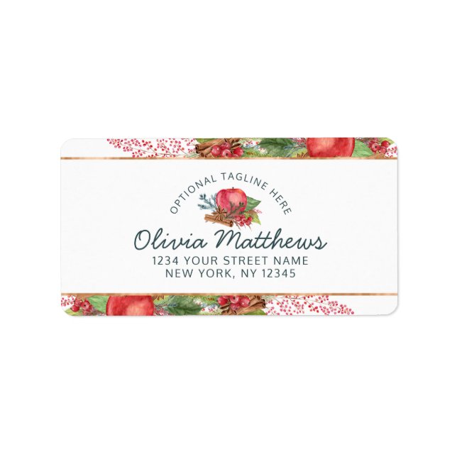 Etiqueta Caída de canela de Apple o Personalizado de vacaci (Frente)