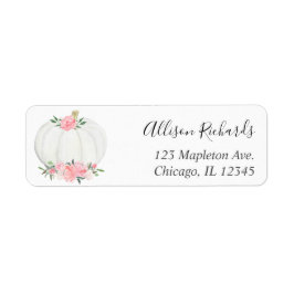 Etiqueta Caída de la acuarela floral de calabaza blanca ros