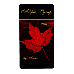 Etiqueta Caída de la lluvia en hojas de arce rojas