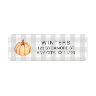 Etiqueta Caída Pumpkin Gingham, otoño del país