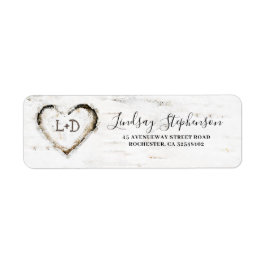 Etiqueta Caída Rústica del Corazón de la Barca de Birch