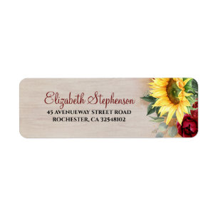 Etiqueta Caída rústica del rosa rojo y del girasol de