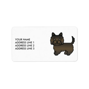 Etiqueta Cairn Terrier Brindle Oscuro Perro de Dibujos Anim