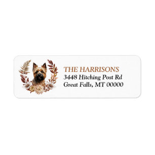 Etiqueta Cairn Terrier Perro Corona de Otoño
