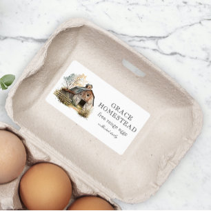 Etiqueta Caja de huevos de granja rústica de casa solariega
