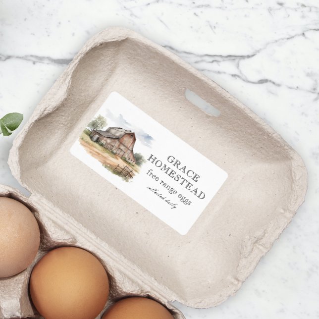 Etiqueta Caja de huevos de granja rústica marrón (Subido por el creador)