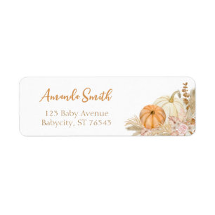 Etiqueta Calabaza Autumn Boho Fall Floral Return Address