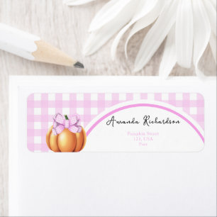 Etiqueta Calabaza con lazo rosa y arco de jaula 