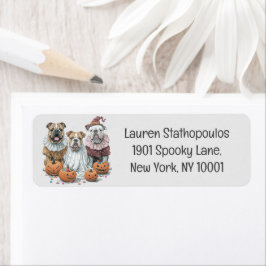 Etiqueta Calabaza de Bulldoges ingleses de Halloween