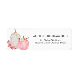 Etiqueta Calabaza de color de agua Rosa de la flor rosa pas