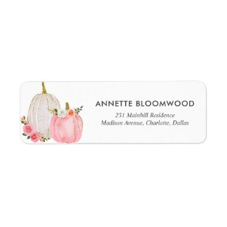 Etiqueta Calabaza de color de agua Rosa de la flor rosa pas