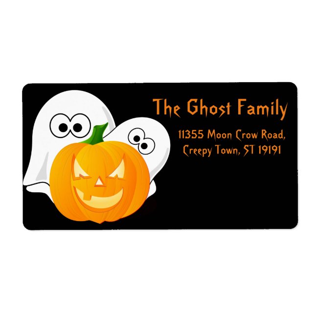 Etiqueta Calabaza de fantasmas de Halloween personalizada (Frente)