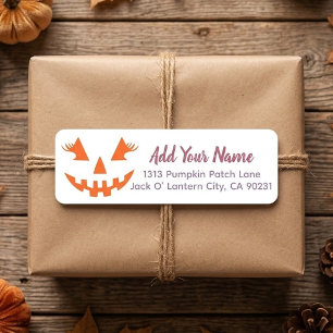 Etiqueta Calabaza de Halloween personalizada femenina Jack