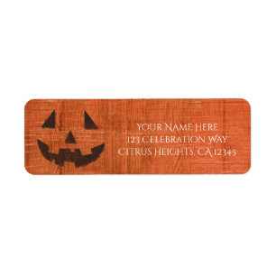 Etiqueta Calabaza de madera naranja Fiesta de Halloween rús