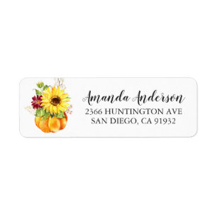 Etiqueta Calabaza Floral de Girasol Dirección