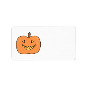 Etiqueta Calabaza linda, sonriendo. Halloween