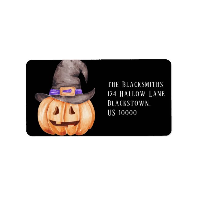 Etiqueta Calabaza naranja con la dirección de Halloween del (Frente)