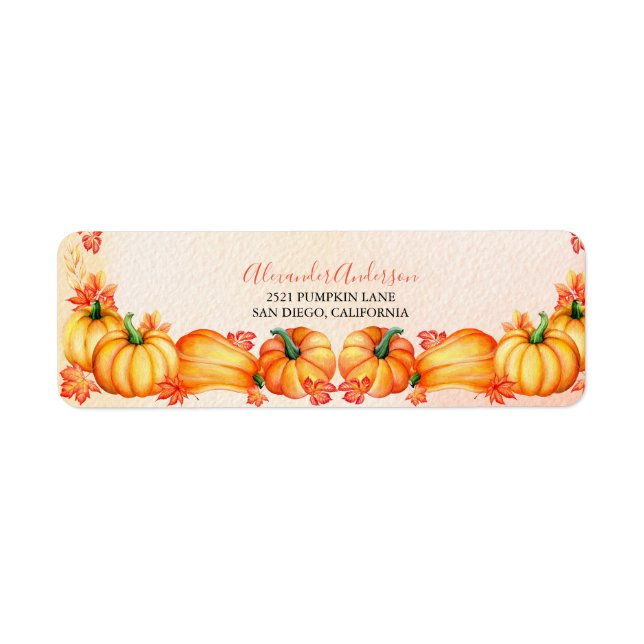 Etiqueta Calabaza otoñal | Acción de Gracias (Frente)