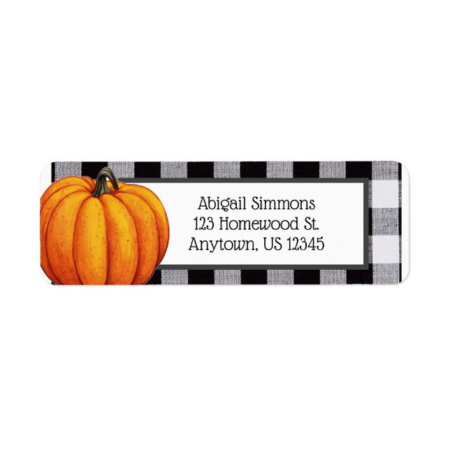 Etiqueta Calabaza y rebanada Sofisticada Dirección de devol (Frente)