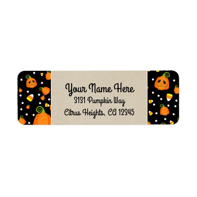 Etiqueta Calabazas de Halloween Fiesta caprichosa Kraft (Frente)